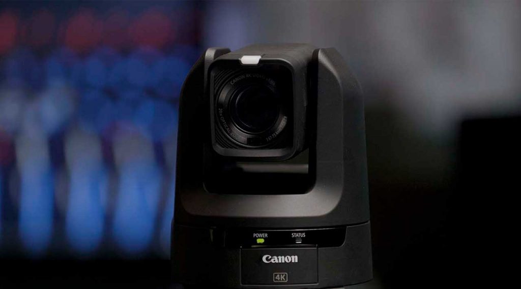 Vista frontal del sistema de cámara remota de Canon