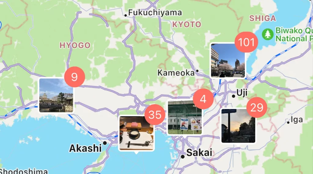 Localización de las fotografías en el mapa con la app Photos.