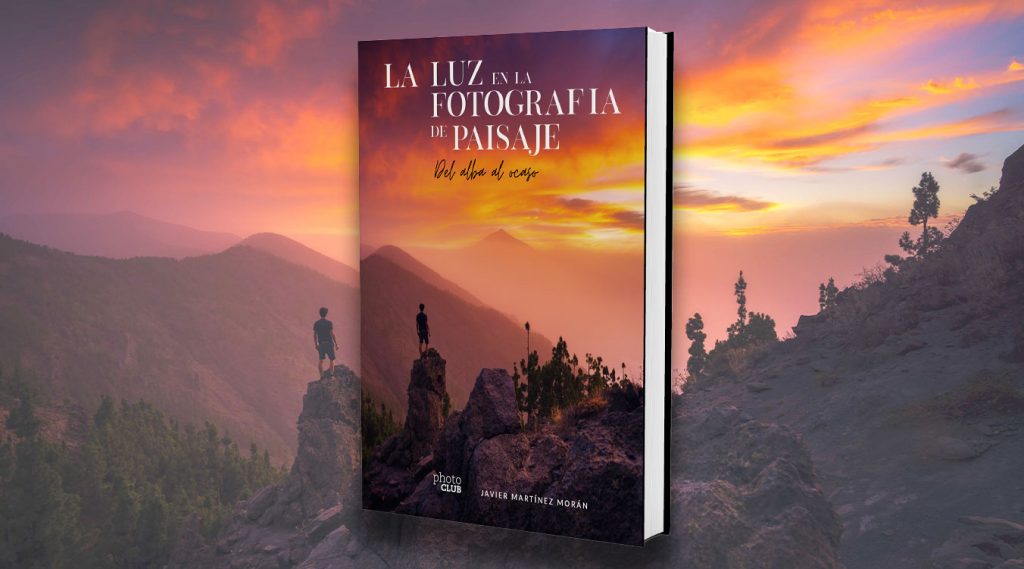 Montaje con la portada del libro: La luz en la fotografía de paisaje