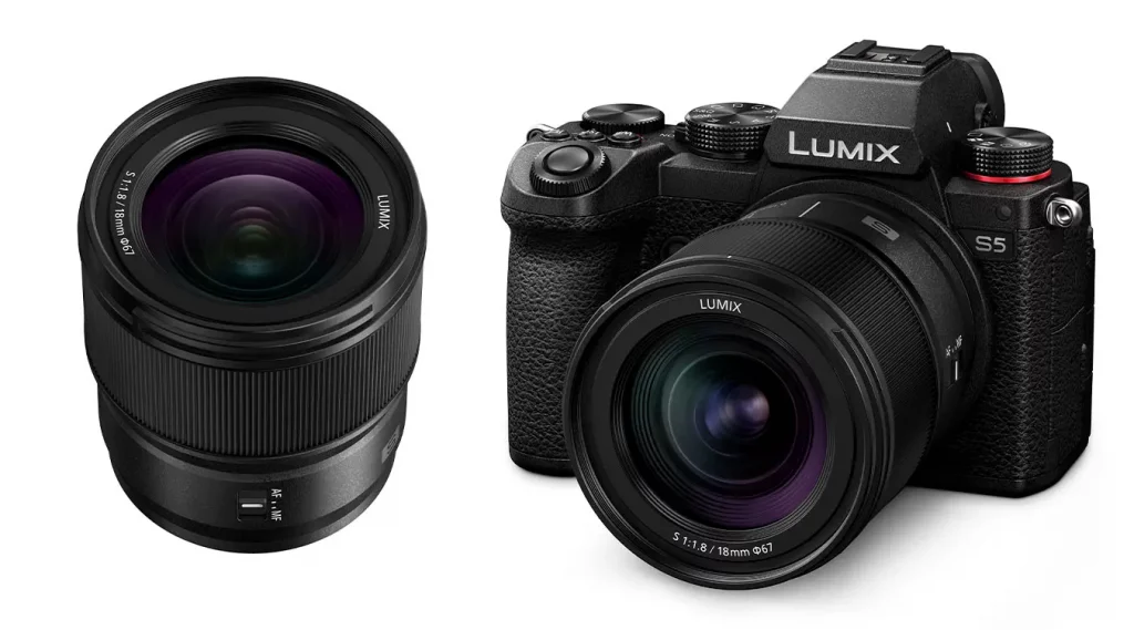 Lumix S 18 mm F1.8 montado en una cámara Lumix S5